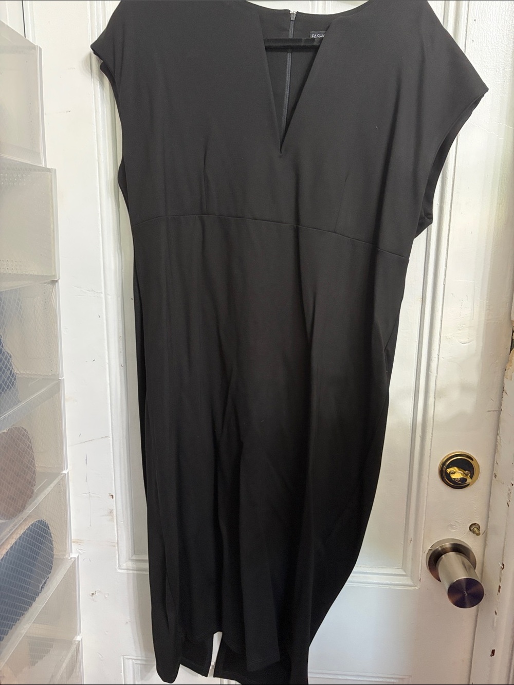 Fashion Nova Sleek Black Midi Dress with V-Notch